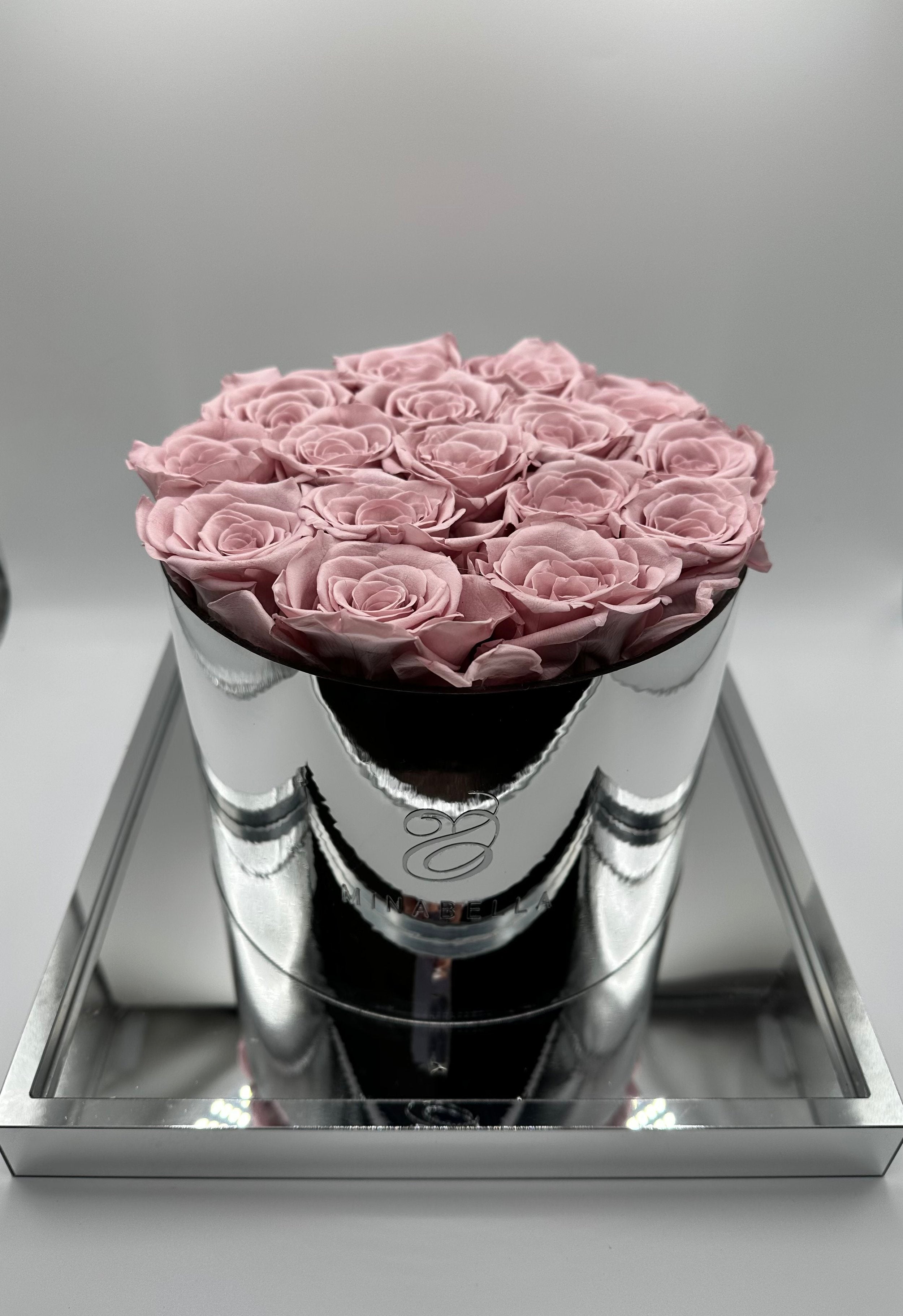 Chrome box rose arrangement