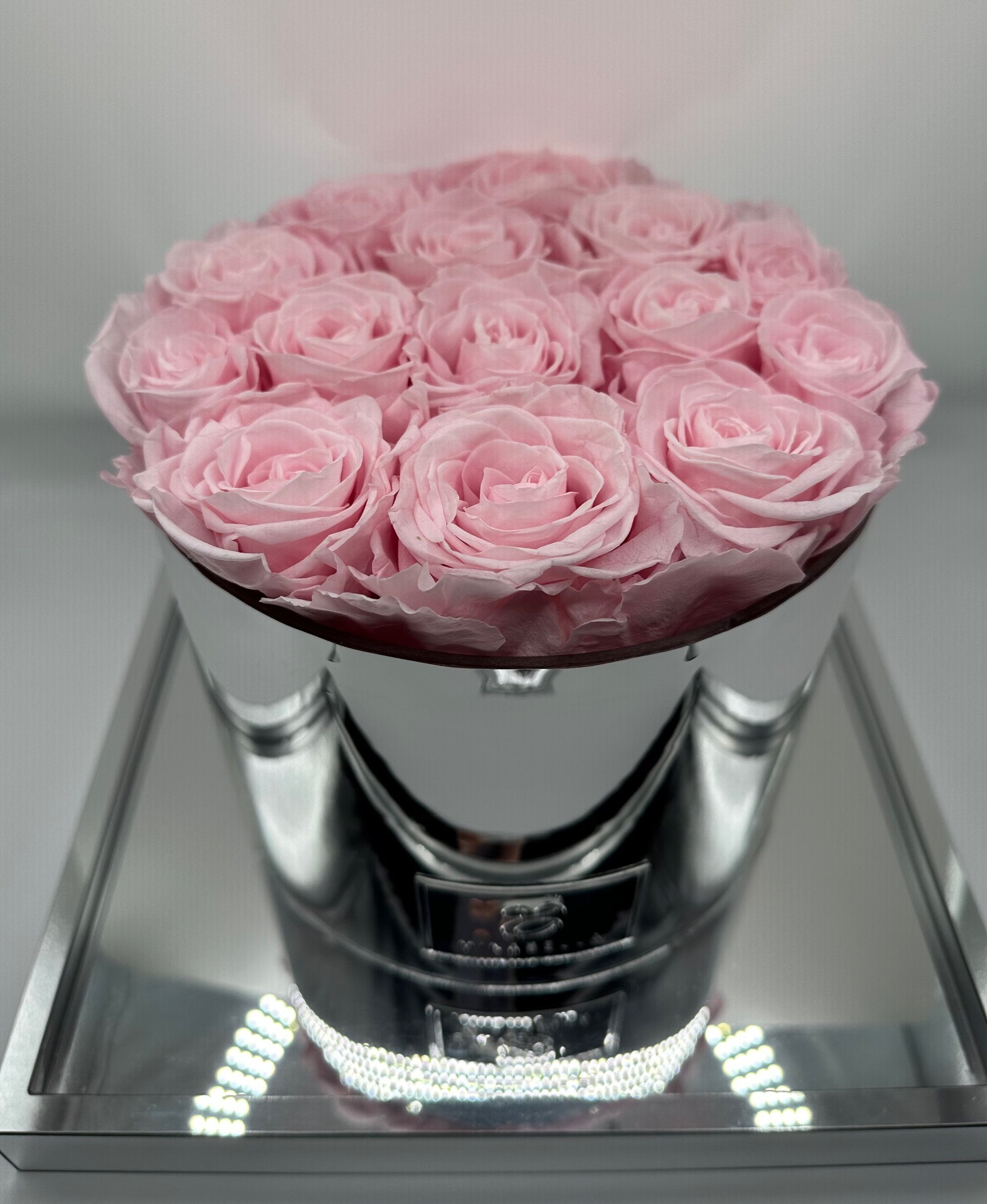 Chrome box rose arrangement